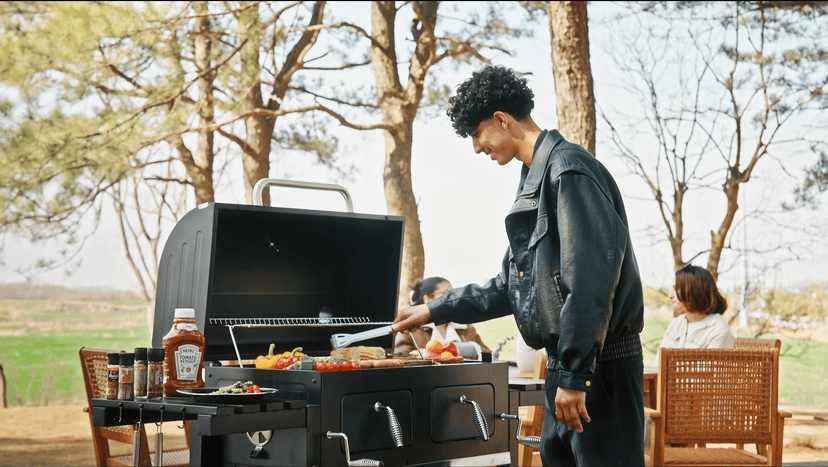 Captiva Designs Extra Large Charcoal BBQ Grill with Oversize Cooking Area(794 SQIN), Outdoor Cooking Grill with 2 Individual Lifting Charcoal Trays and 2 Foldable Side Tables