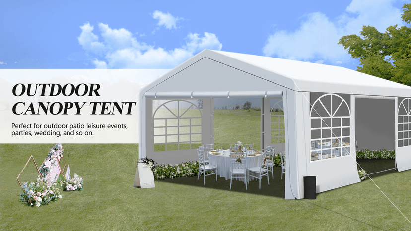 10' x 30' Canopy Party Tent & Carport - Heavy Duty Outdoor Wedding Gazebo with 4 Sand Bags, Event Shelter Canopy for Outdoor Event, Wedding, Birthday Party