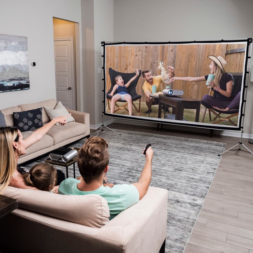 Projector Screen Outdoor, Vamvo Portable Projectors Screen with Aluminum Alloy Stand 120" Foldable Screens, 10 Feet Indoor Movie Screens with Carrying Bag for Home Theater Backyard Movie Night