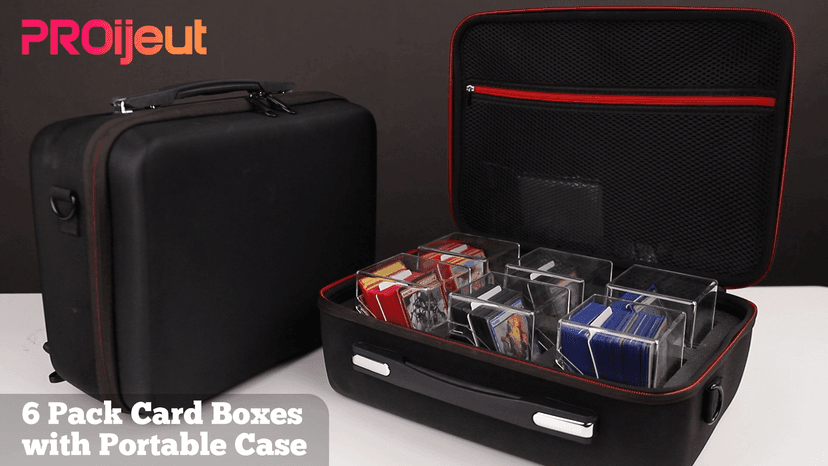 Card Deck Box with Portable Case, 6 Pack Clear Commander Deck Box with 6 Dividers, Holds 600+ Double Sleeved Cards, Fit for MTG, YuGiOh, TCG