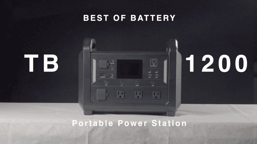 TB1200 Portable Power Station, 1152Wh LiFePO4 Solar Generator, 3*1200W(Peak 2400W)AC outlets, fully recharged in 2 hrs, Backup Battery for Camping, Off-grid, Home Blackout (Solar Panel NOT Included)