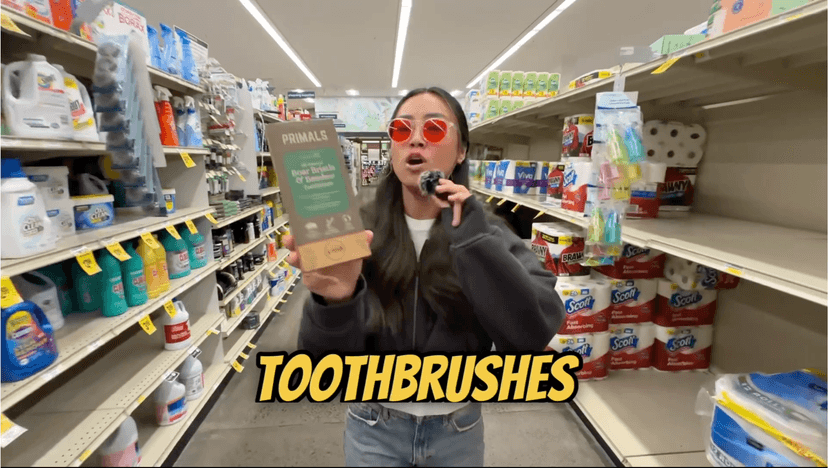 PRIMALS Boar Bristle & Bamboo Toothbrush (4-Pack) - Premium Boar Bristles - Fully Biodegradable - Plastic & Nylon Free - Quick Dry Design