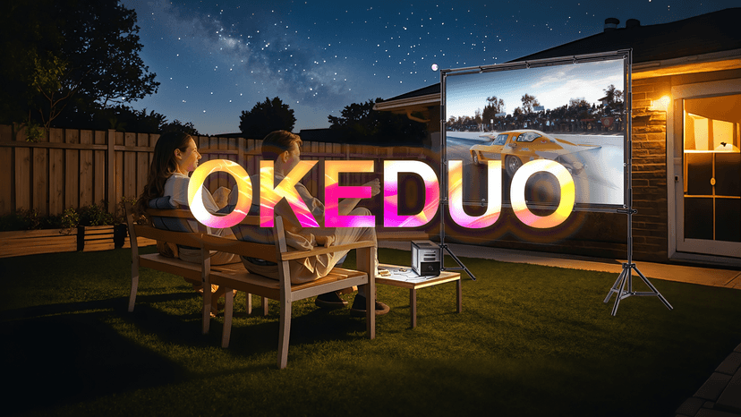 60 Inch Projector Screen, OKEDUO 4K 16:9 HD Portable Projection Movie Screen, Anti-Crease Indoor Outdoor, Simple Install, Easy Carrying Projection Screen for Home Theater Backyard