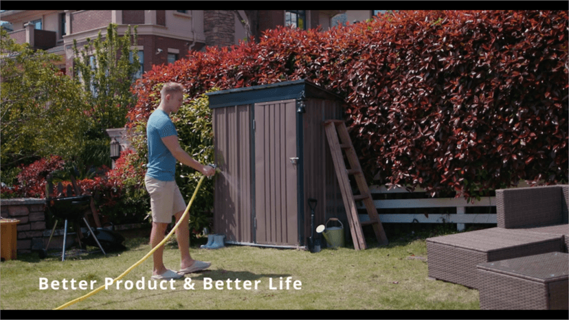 Greesum Metal Outdoor Storage Shed 5FT x 3FT, Steel Utility Tool Shed Storage House with Door & Lock, for Backyard Garden Patio Lawn (5' x 3'), Brown