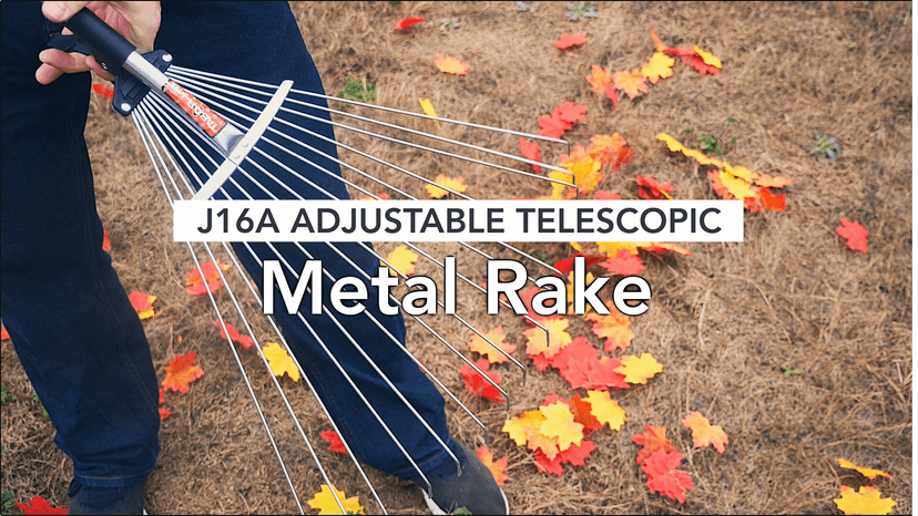 TABOR TOOLS Adjustable Metal Rake - Collapsible & Telescopic - Garden, Yard, & Lawn - Ideal for Leaves, Shrubs & Small Areas. J16A