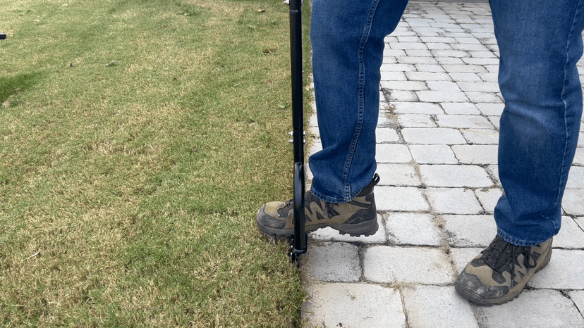 Edger Lawn Tool 41in Border Edger with Spring Steel Blade Long Rubber Handle Wide Footplate Rustproof Manganese Steel Half Moon Edger for Garden Maintenance