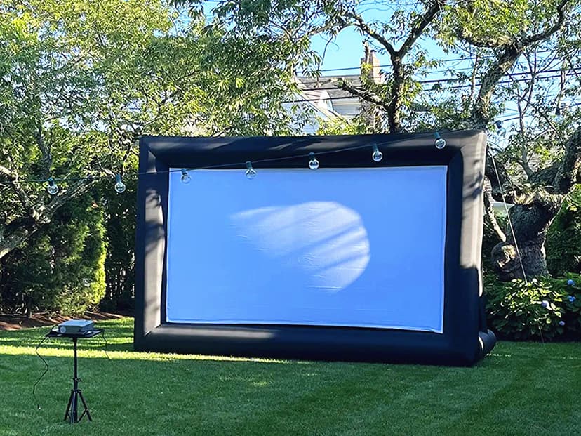 20 feet Inflatable Portable Projector Movie Screen - Huge Air-Blown Cinema Projection Screen Package with Rope, Blower,Tent Stakes - Front & Rear Projection,for Outdoor Party Backyard Pool Fun