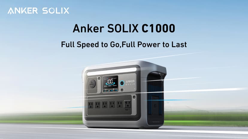 Anker SOLIX C1000 Portable Power Station with 200W Solar Panel, 1800W Solar Generator, 1056wh LFP (LiFePO4) Battery, 6 AC Outlets, Up to 2400W for Home, Power Outages, and Outdoor Camping