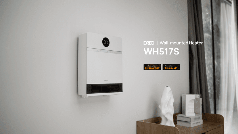 Dreo Smart Wall Heater, IP24 Electric PTC Space for Indoor Use, 30 Oscillation, Adjustable Thermostat, Remote Control, Works With Alexa, 24H Timer, Easy-Mounted for Bedroom, Office