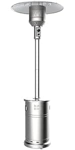 Nexgrill Sundara 92" Stainless Steel Outdoor Patio Heater, 48,000 BTUs, 2 Wheel Transport, Electronic Ignition, Easy Tank Access, Control Knob, Propane Heater for Porch, Garden, Backyard - 920-01001