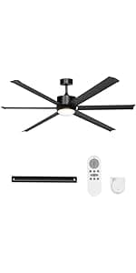 32" Ceiling Fans with Light and Remote, Energy Saving Super Quiet 6-Speed Ceiling Fan with 3CCT Dimmable Light for Indoor and Outdoor, Reversible, White and Wood