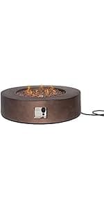 HOMPUS Outdoor Propane Fire Pit Table 32-inch Imitation Stone Square Concrete Propane Fire Pit with Lava Rocks and Rain Cover 50,000 BTU Gas Smokeless Fire Pits for Outside Patio,Garden, CSA Certified