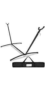 SUPER DEAL Portable 2 Person Hammock with 9FT Hammock Stand, 620 LBS Capacity Adjustable Hammock Bed with Space Saving Carrying Case Included for Camping Garden Backyard Patio Indoor Outdoor