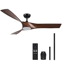 VONLUCE Ceiling Fans with Lights, 52 Inch Ceiling Fan and Remote, 6 Speed Reversible Noiseless DC Motor, 3CCT, Wood Ceiling Fan for Outdoor Indoor Farmhouse Patios, Walnut