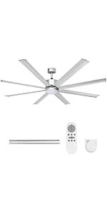 32" Ceiling Fans with Light and Remote, Energy Saving Super Quiet 6-Speed Ceiling Fan with 3CCT Dimmable Light for Indoor and Outdoor, Reversible, White and Wood
