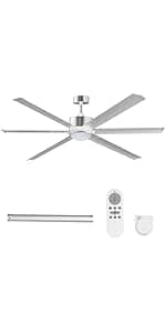 32" Ceiling Fans with Light and Remote, Energy Saving Super Quiet 6-Speed Ceiling Fan with 3CCT Dimmable Light for Indoor and Outdoor, Reversible, White and Wood