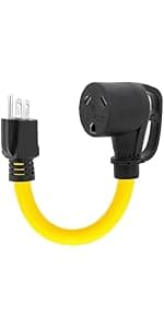 NEMA 5-15P to L14-30R Power Adapter Cord, WINXUS Household 15Amp to Generator Lock in 30Amp Adapter Cord, 3 Prong to 4 Prong Generator Transfer Switch Converter, STW 12AWG,1FT