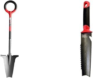 Radius Garden 22011 Root Slayer Shovel, Red & 16211 Root Slayer Soil Knife, Red