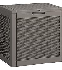 KAMABOKO 31 Gallon Outdoor Storage Box, Resin Deck Boxes Indoor and outdoor, Waterproof Storage Box Lockable Lid for Garden Tools, Package Delivery, Pool Supplies, Patio Cushions, Grey