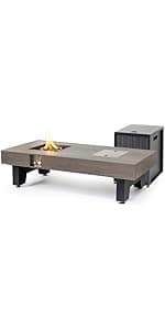 Propane Fire Pit Table,Out Door Fire Pits & Fireplaces,Gas Fire Pit with Lid and Lava Rock.Square Black Fire Pit Table on Patio Deck & Garden Backyard. (Raven‌ Black, 43-inch)