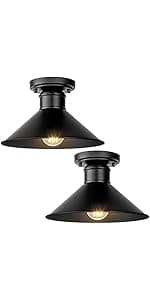 Brightever Outdoor Lanterns, 2-Pack Exterior Light Fixtures, Waterproof Anti-Rust Black Wall Mount Lights, Small E26 Socket Outside Lights for House, Front Porch, Playhouse, Garage