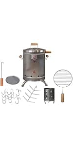 (50 Pound) Stainless Steel Barrel Charcoal Smoker – Ultimate BBQ for Wood & Charcoal Grilling – Perfect for Smokers, Barbeque Grill Enthusiasts & Outdoor Cooking, Vertical Smoker.