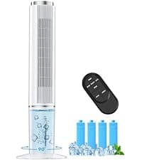 42 INCH Portable Air Conditioners w/Remote & LED Touch Screen, 4 Modes & 3 Speeds, 1-Gal Tank for 15H Cooling Evaporative Air Cooler, 12H Timer for Smart Auto-Off, 90° Oscillating Swamp Cooler
