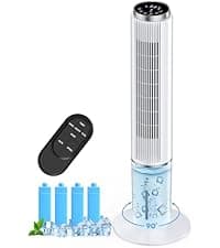 Evaporative Air Cooler w/ 4 Modes & 3 Speeds, Waterless Alert, 2.4-Gal Tank for 20H Cooling, 12H Timer, 20FT Remote, 70° Auto Swing Windowless Air Conditioner, Portable AC Unit for Bedroom