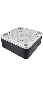 Dallas 6 - Person 82 - Jet Acrylic Hot Tub with LED Lights, Ozonator, and Cover in Ice White