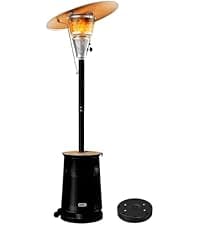 50,000 BTU Patio Heater for Outdoor Use With Adjustable Heat Focusing Top, Table Design, Stainless Steel Burner, Wheels,Propane Heater for Garden, Commercial and Residential, Black
