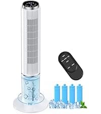 42 INCH Portable Air Conditioners w/LED Touch Screen, 4 Mode&3 Speed,1-Gal Tank for 15H Cooling Evaporative Air Cooler,12H Timer, No Hose No Window Needed, 90° Oscillating AC Unit for Bedroom