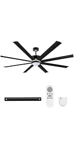 32" Ceiling Fans with Light and Remote, Energy Saving Super Quiet 6-Speed Ceiling Fan with 3CCT Dimmable Light for Indoor and Outdoor, Reversible, White and Wood