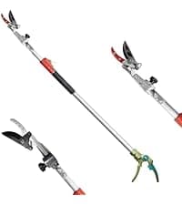GARTOL 3-Piece Garden Tool Set - Bypass Lopper, Hedge Shears, Pruning Shears with Telescopic Aluminum Handles, Extendable Heavy-Duty Branch Cutters, Garden Clippers for Branches, Shrubs, and Hedges