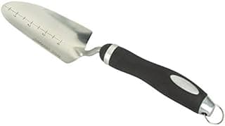 Edward Tools Transplanter Trowel with Ergonomic Handle - Bend Proof - High Grade Polished Steel - Engraved Depth Guide - Soft Grip Handle - Ring for Hanging