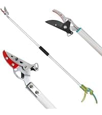 GARTOL 3-Piece Garden Tool Set - Bypass Lopper, Hedge Shears, Pruning Shears with Telescopic Aluminum Handles, Extendable Heavy-Duty Branch Cutters, Garden Clippers for Branches, Shrubs, and Hedges