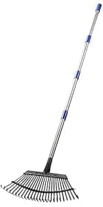 63'' Bow Rake ，17 Tines Metal Head Rakes with Stainless Steel Handle，Heavy Duty Garden Rake for Loosening Soil Gathering Leaf Leveling Lawn Farming Land Management Yarn Thatch Rake
