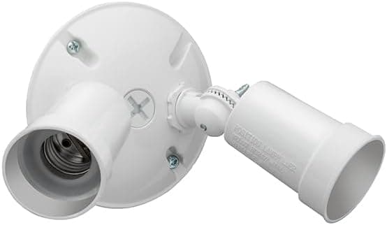 Lithonia Lighting Outdoor Flood Light Fixture, Adjustable Twin Par Flood Light Holder for Safety and Security, 120 Volts, Uses 2 Lamps Up to 150W (Not Included), White (OFTH 300PR 120 WH M12)