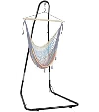 Sunnydaze Outdoor Hammock Chair Swing - Hanging Hammock Swing - Hanging Reading Chair - Soft-Spun Polyester Rope - Caribbean XL - Tan