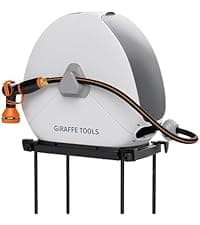 Giraffe Tools AW30 Garden Hose Reel Retractable 1/2" x 100 ft Wall Mounted Water Hose Reel Automatic Rewind, Any Length Lock, 100 ft, Dark Grey