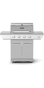 Nexgrill 3-Burner Propane Gas Grill with Side Tables, 27,000BTUs, Stainless Steel Lid, Spacious 429 SQ. In. Cooking Space, BBQ Grill for Outdoor Cooking, Patios, Parties, and More - 720-1012