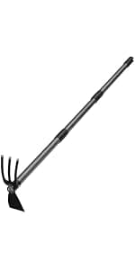 Garden Rake, 5 FT Metal Rake for Lawns Level Head Rakes with Stainless Steel Handle for Loosening Soil