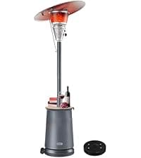 50,000 BTU Patio Heater for Outdoor Use With Adjustable Heat Focusing Top, Propane Patio Heater with Wheels, Stainless Steel Burner for Porch Garden Commercial Residential, Dark Brown