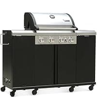 Brand-Man Griddle Grill Combo 6-Burner, 2 in 1 Versatile Propane Gas Grill and Griddle with Double Lids, BBQ Combo for Outdoor Kitchen & Backyard Barbecue Cooking