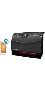 Heat Storm Phoenix HS-1500-PHX, Infrared Space Heater with Attachable Feet, Remote Control, Energy Efficient-750-1500 Watts, Gray Floor or Wall