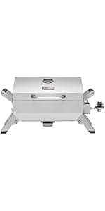Outdoor Grill Cart with Wheels, Movable Kitchen Island with Storage Cabinet for BBQ, Stainless Steel Dining Cart Table for Food Prep, Black, PC3403S-SC