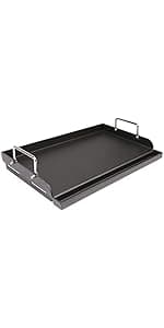 Griddle for Gas Grill, Flat Top Cast Iron Griddle Insert for Outdoor Gas Grill, 17" x13" Nonstick Coating Cooking Skillet Pan Teppanyaki for Weber Charbroil Camp Chef and Gas/Charcoal/Electric Grill