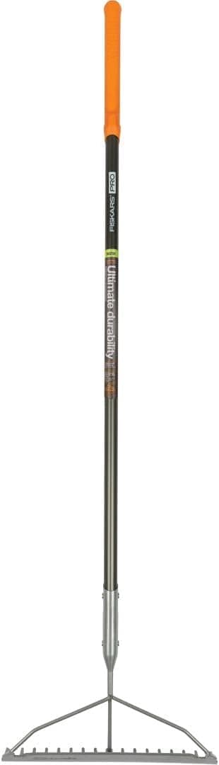 Fiskars 60" Pro Garden Rake for Soil with Lightweight Aluminum Handle, Heavy Duty Gardening Tool
