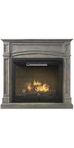 Comfort Glow Dual Fuel Ventless Gas Fireplace with Mantle The Avalon, Adjustable Thermostat, Natural Gas or Liquid Propane, 26,000 BTU, Heats 950 sq ft - Walnut Finish Gas Fireplace