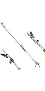 GARTOL Pruner for Garden, Cut Upto 1/2 Inch & Hold Pole Pruner, Lightweight Fruit Picker with 180 Degree Rotating Handle, Long Reach Tree Branch Cutter with Aluminum Pole, 4.2 FT, Silver