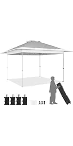 Yaheetech 11x11 Pop Up Gazebo Outdoor Canopy Shelter, Instant Patio Gazebo Sun Shade Canopy Tent with 4 Sandbags, 2 Tiers Roof & Mesh Netting for Lawn, Garden, Backyard & Deck, Brown